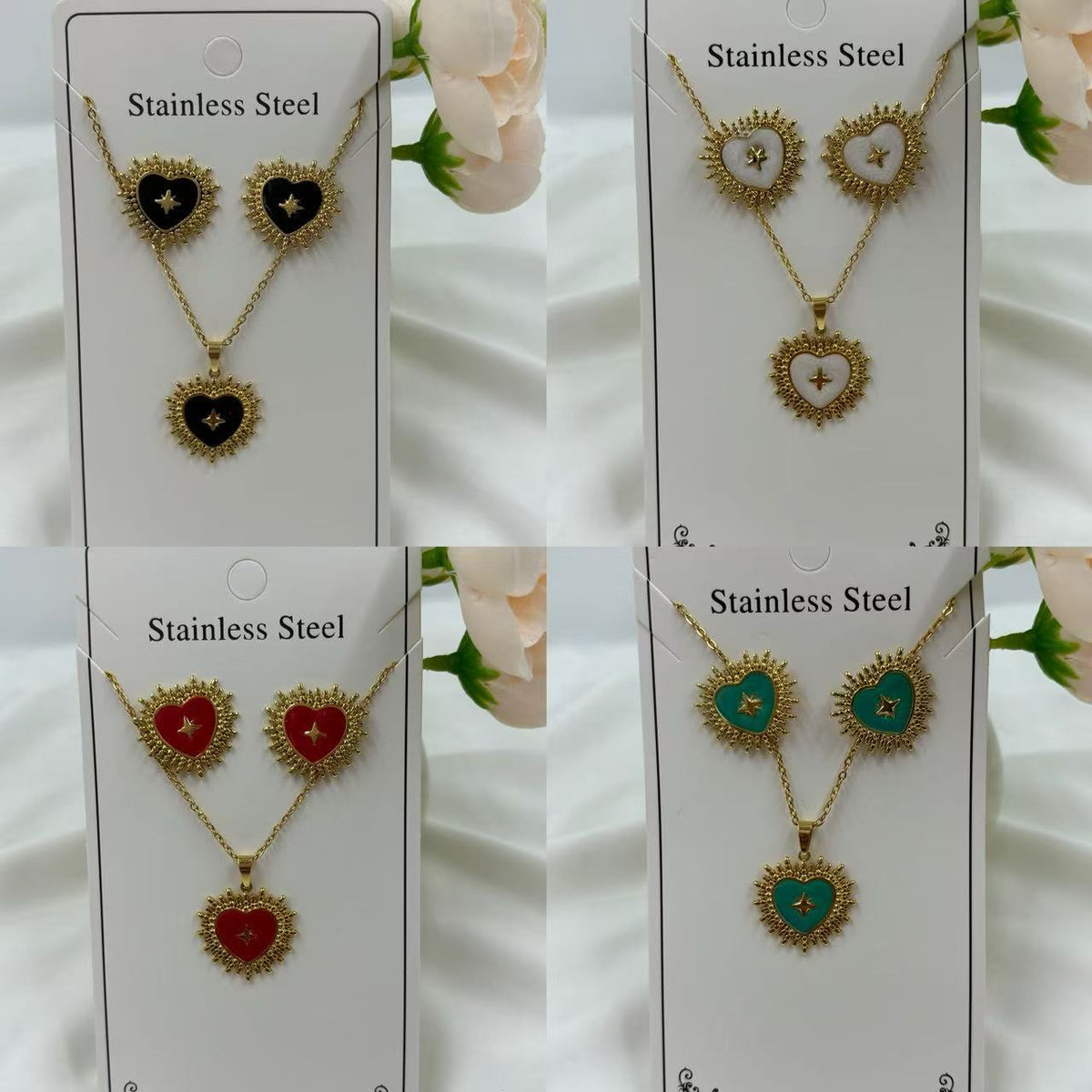 Women's Drop Peach Heart Stainless Steel Gold Earrings