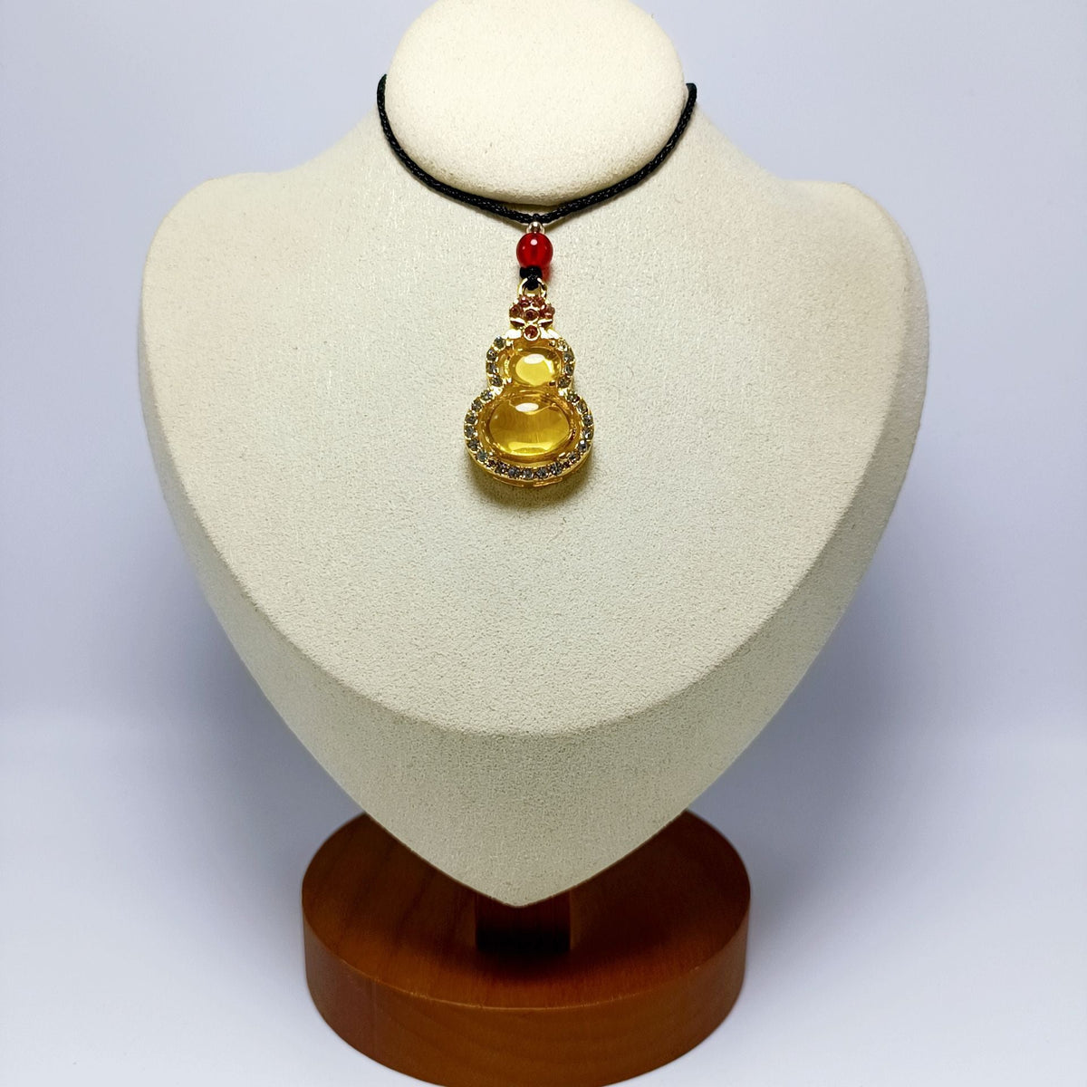 Imitation Gold Inlaid With Jade Calabash Pendent Green Chalcedony Alloy Pendant