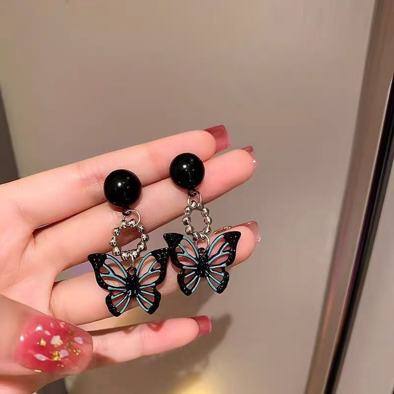 Butterfly Sweet Cool Niche Design Retro Easy Matching Fashionable Elegant Earrings