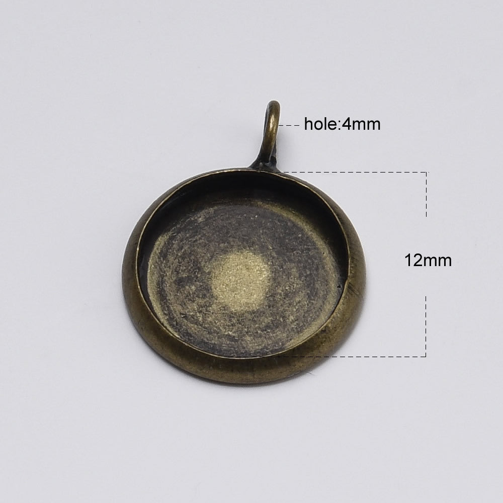 Round Simple Electroplating Time Stone Empty Pendant