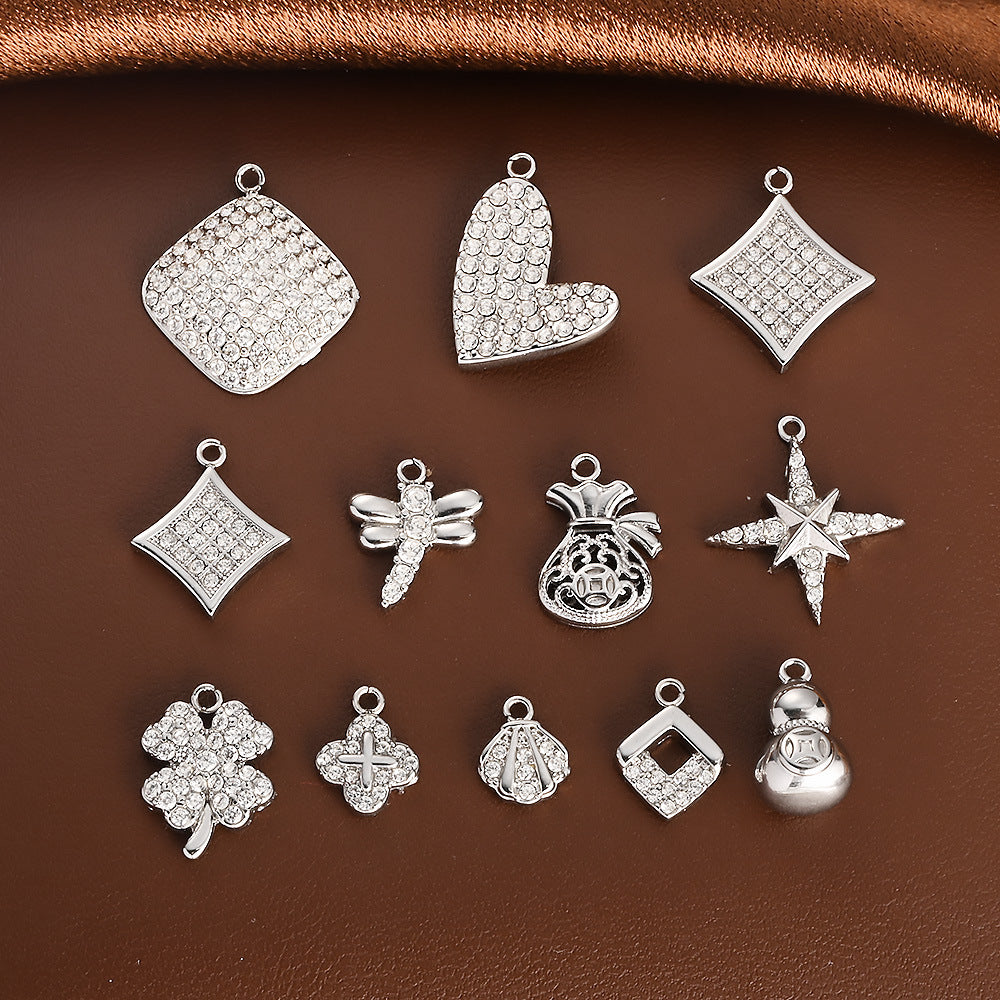Stainless Steel Inlaid Zircon Clover Lucky Necklaces
