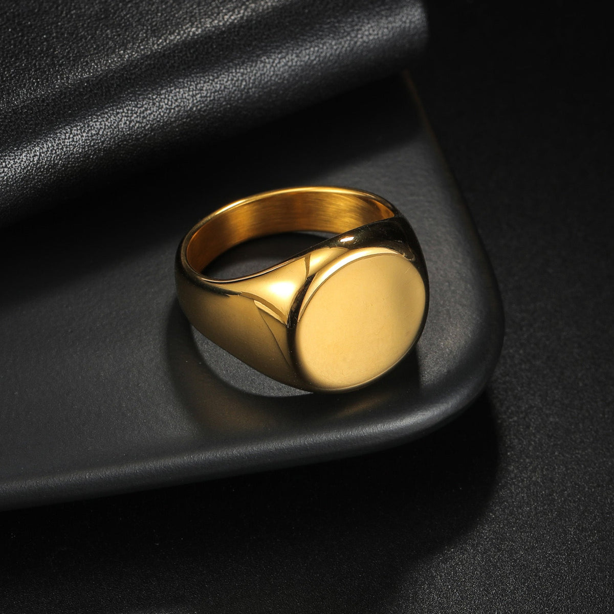 Men's Popular Titanium Steel Round Casting Stamp Rings