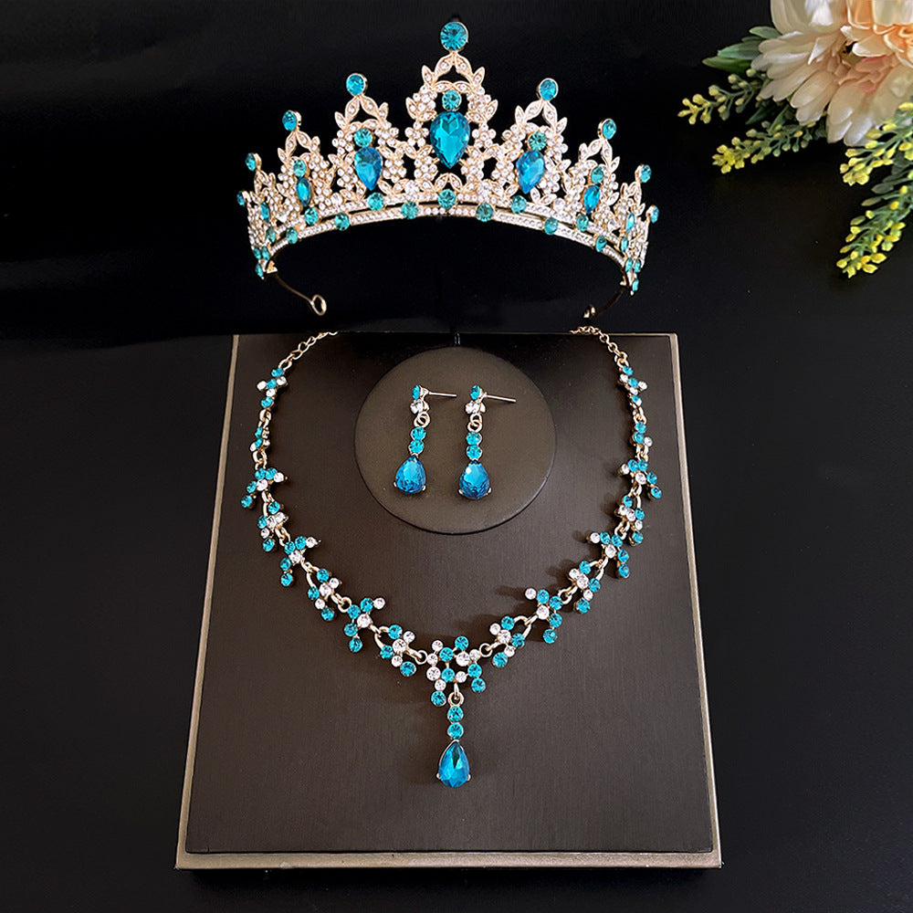 Bridal Headdress Crown Three-piece Wedding Rhinestone Rings