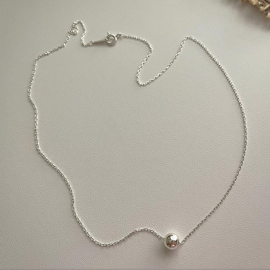 Korean Style Sterling Sier Round Beads Necklace