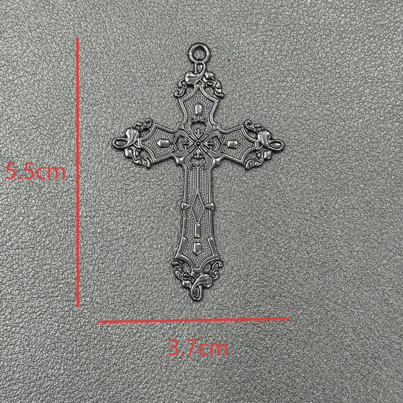 Men's Retro Antique Sier Ancient Rattan Pattern Cross Clothing Pendant