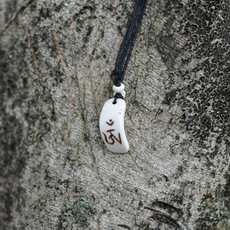 Nepal Yak Bone Hand Carved Six Pendant
