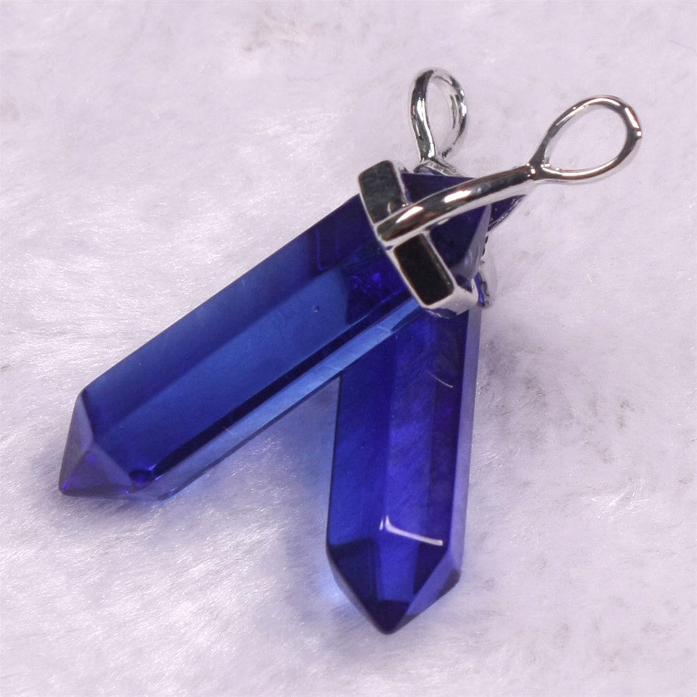Stone Crystal Agate Bullet Hexagon Prism Pendant