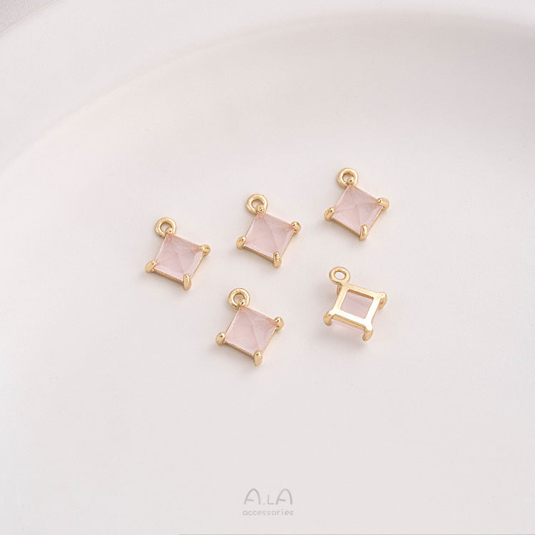 Color Retaining Gilded Inlaid Square Zirconium Pendants