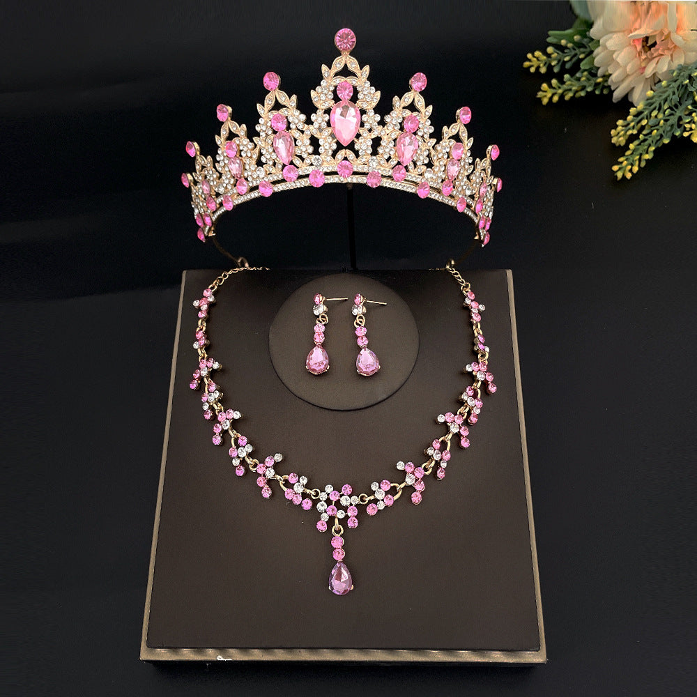 Bridal Headdress Crown Three-piece Wedding Rhinestone Rings