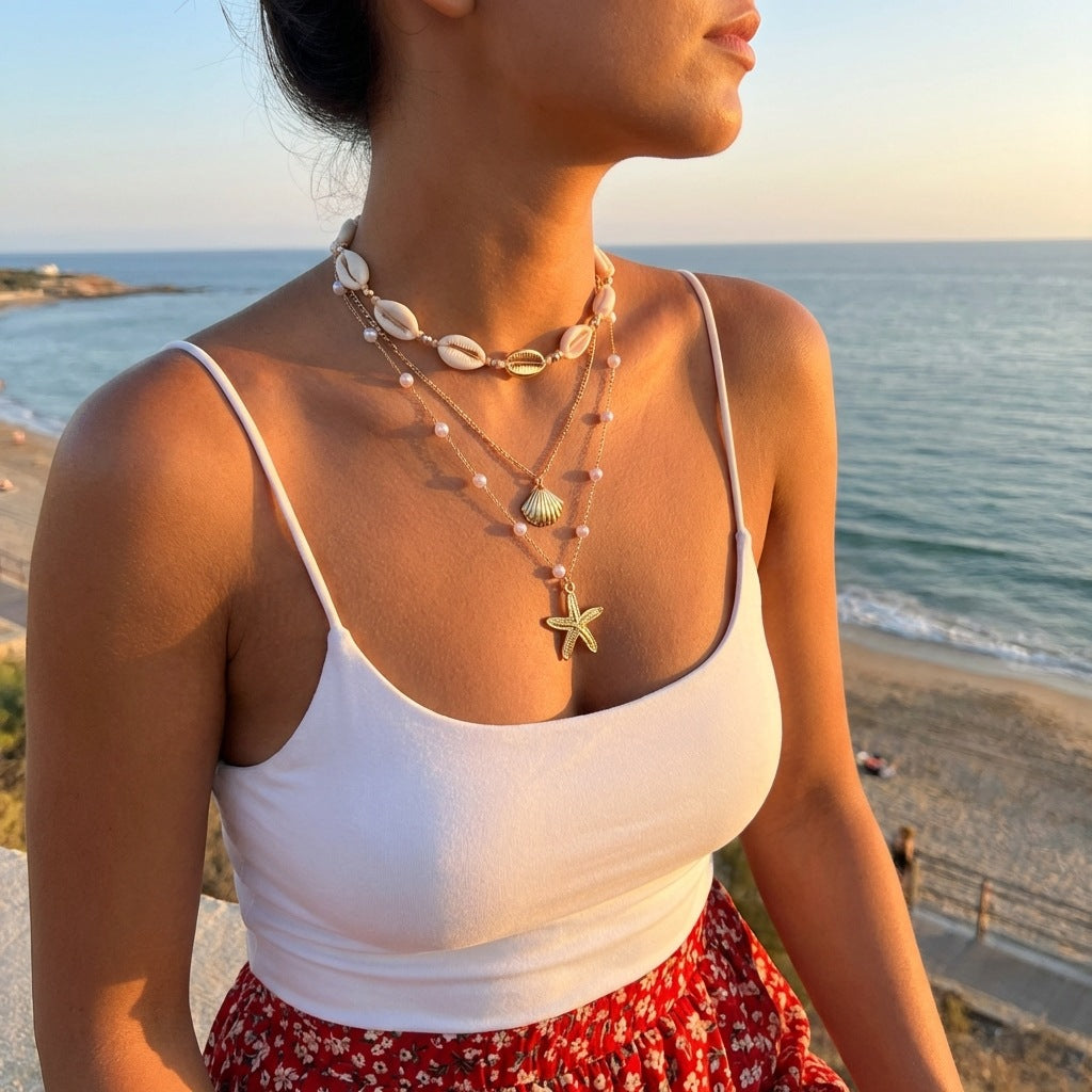 Ocean Wind Beach Shell Conch Collarbone Necklace