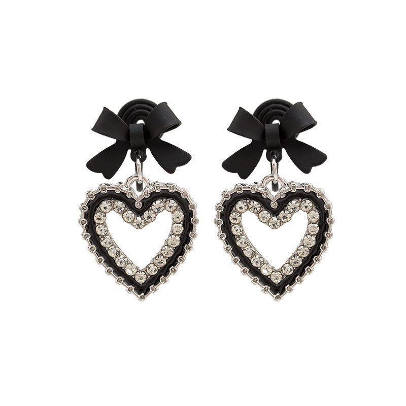 Elegant Black Bow High-grade Sense Temperament Entry Earrings