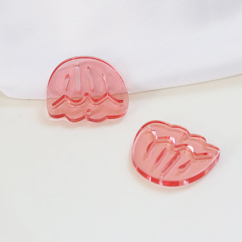 Illustration Line Tulip Flower Leaf Acrylic Handmade Earrings
