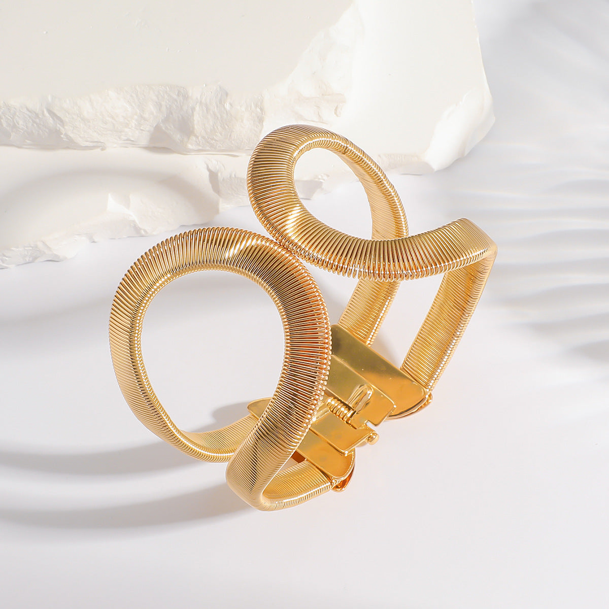 French Simplicity Design Sense Open-end Polished Niche Retro Hollow Bracelets