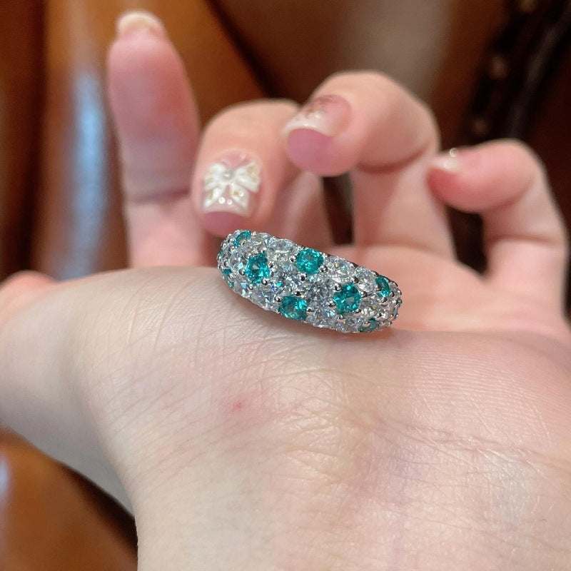 Retro Aloofness Style Paraiba Starry Full Diamond Unique Advanced Jewelry Set