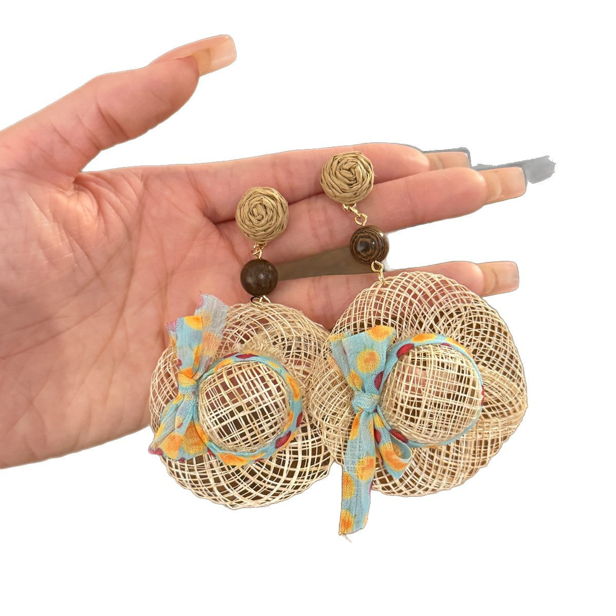 Women's Straw Hat Dopamine Drop Niche Design Earrings
