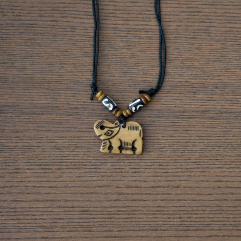 Nepal Yak Bone Hand Carved Six Pendant