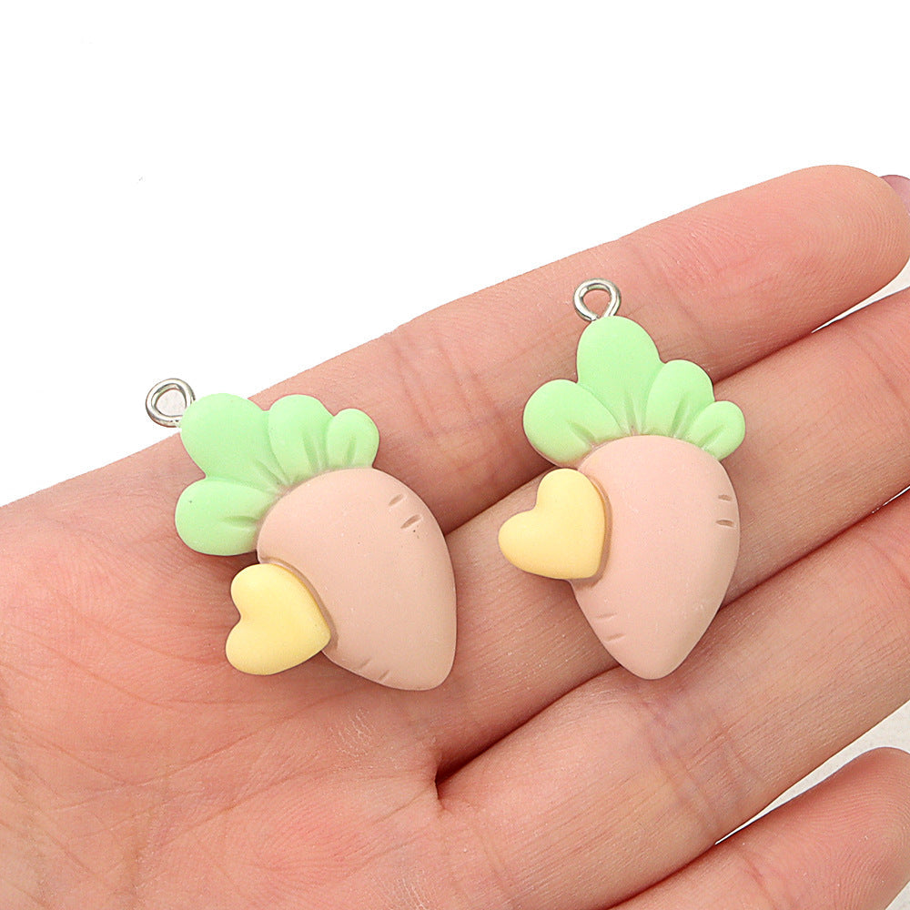 Mini Small Matching Carrot Barrettes Vegetable Resin Cute Earrings