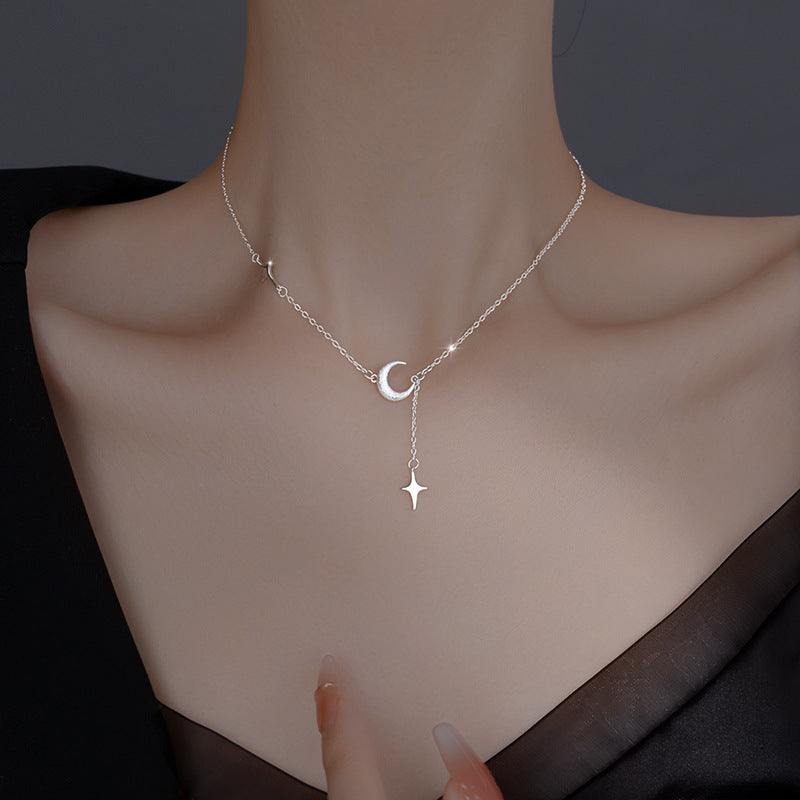 Women's Sier Star Moon Niche Design Clavicle Necklaces