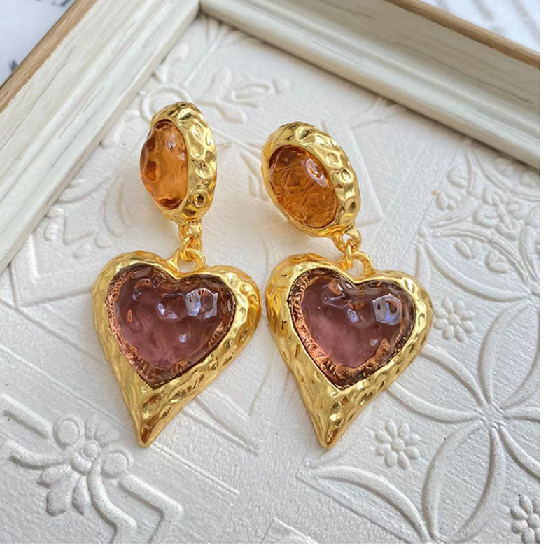 Lava Colored Glaze Love Eardrops Macaron Stud Earrings