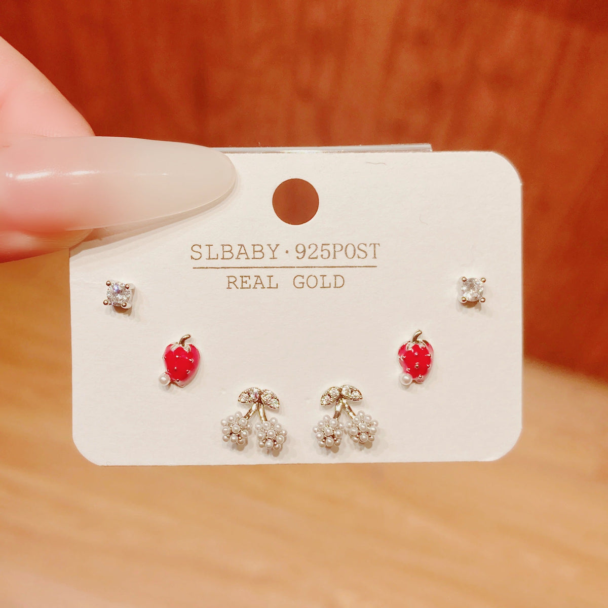 Horse Angola Red Female Cherry Camellia Stud Earrings