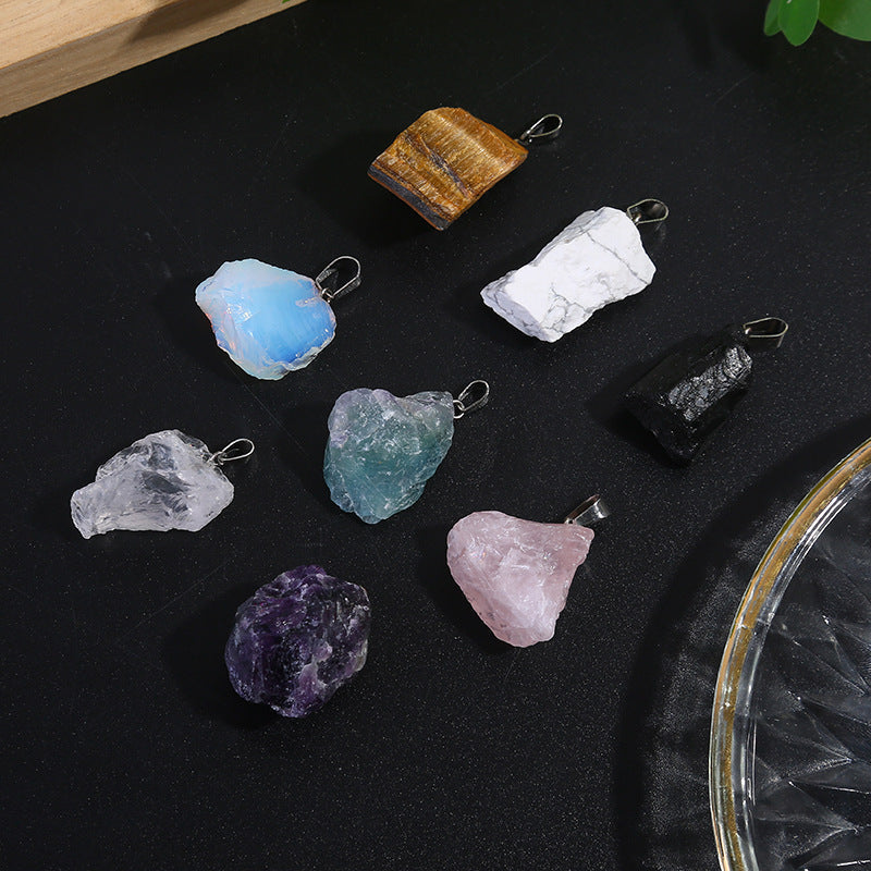 Natural Amethyst Pink Crystal White With Shape Pendants