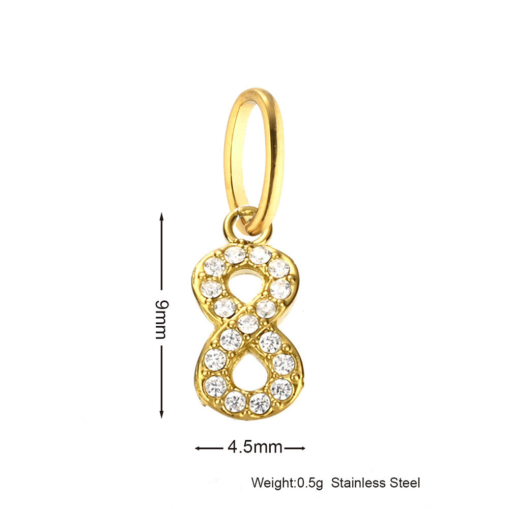 Inlaid Zircon Stainless Steel Gold-plated Cross Pendant