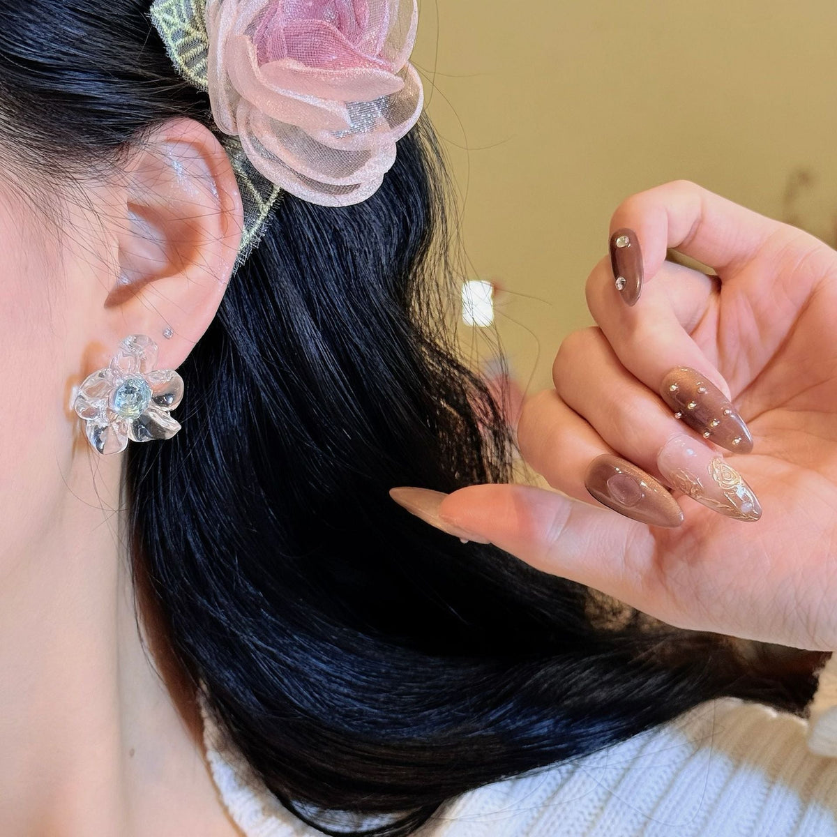 Women's Fairy Sweet Transparent Rose Cut Flower Fashionable Rings
