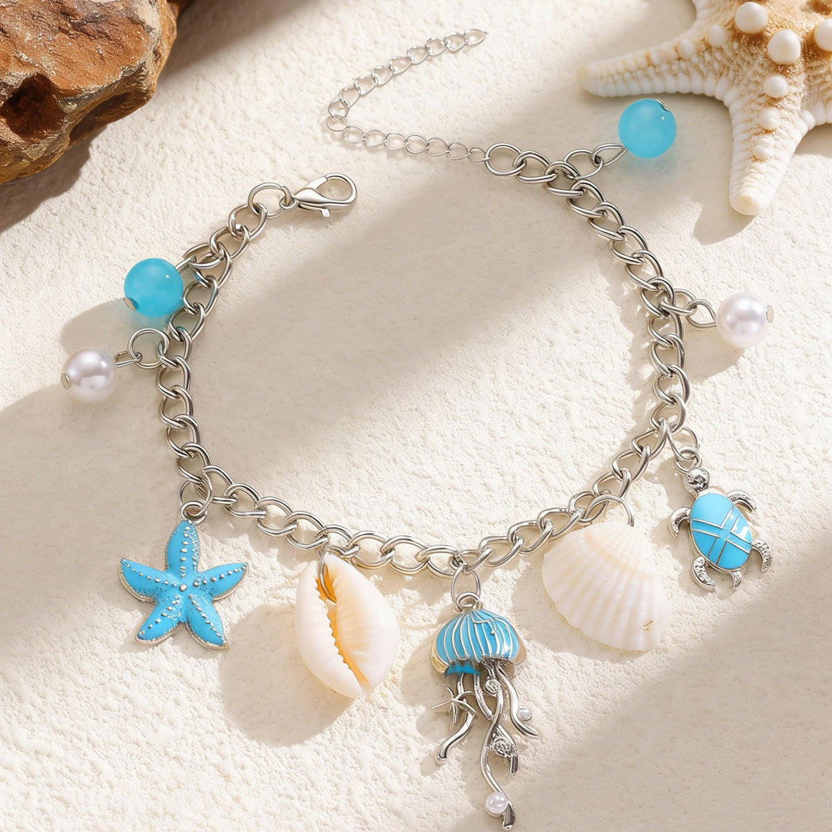 Summer Ocean Style Cartoon Shell Female Bohemian Woven Turtle Jewelry Set