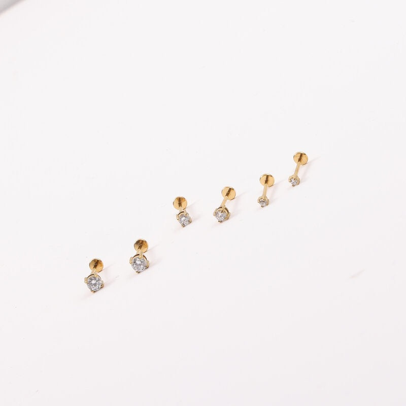 Zircon Elastic Need To Use Vice Adjustable Steel Stud Earrings