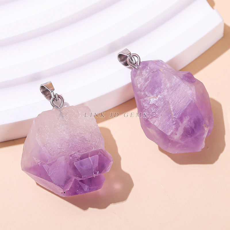 Classic Natural Amethyst Flower Rough Stone Pendant