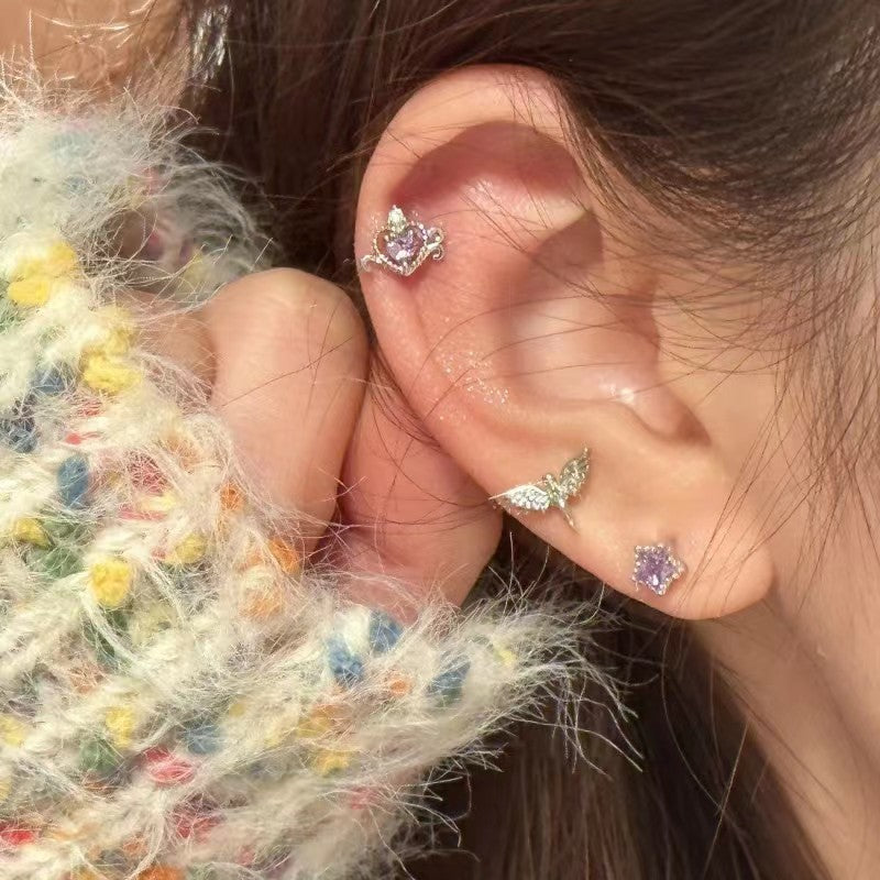 Lucky Bird Dark Punk Little Angel Devil Wings Love Star Earrings