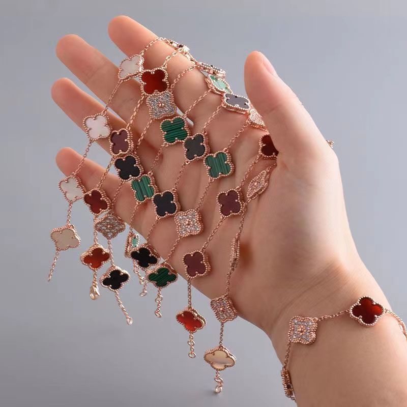 Women's Clover Light Luxury High-grade Gold Coating Double-sided Bracelet