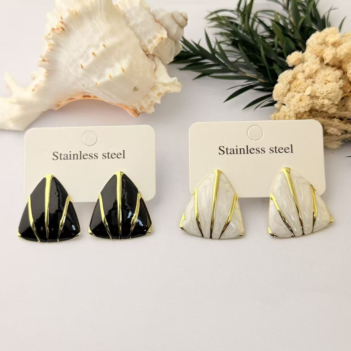 Women's Stainless Steel Oil Dripping Irregular Geometric Triangle Ear Fashion Earrings