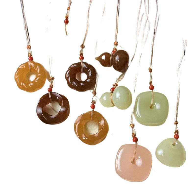 Sweat Jade Color Twisted Wire Buckle Gourd Gray Safety Pendant