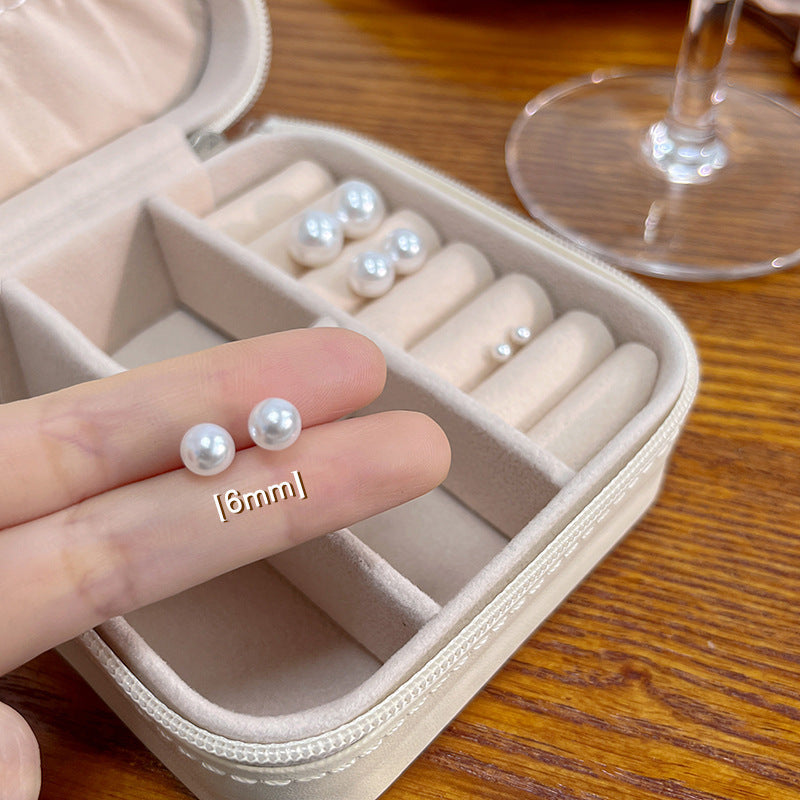 Sier Needle Korean Style Elegant Simple Pearl Fashion Stud Earrings