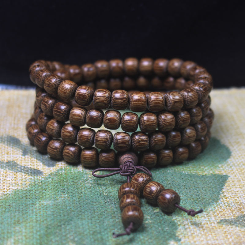 Women's & Men's Natural Nan Agilawood Round Beads Buddha Bracelet