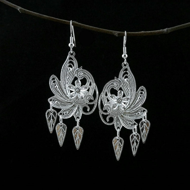 Women's Tibetan Sier Miao Eardrops Classical Ethnic Style Earrings