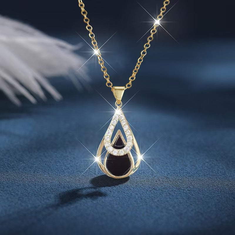 Fashion Black Double Layers Water Drop Jewelry Set