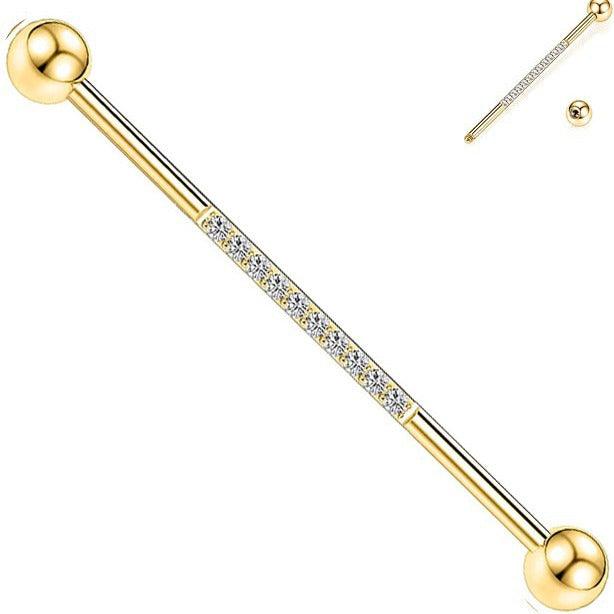 Holder Ear Bone Piercing Stainless Steel Zircon Barbell Fashion Inlaid Rings