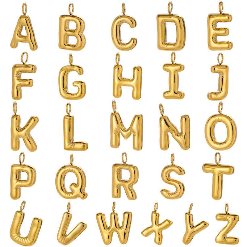 Chubby Bubble English Letter Titanium Steel Gold Pendant