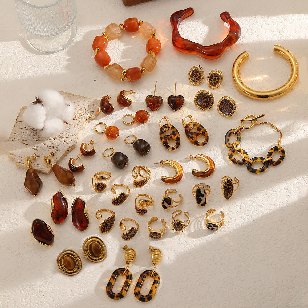 Elegant Resin Graceful Personality Style Amber Jewelry Set