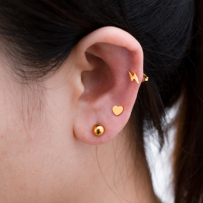 Women's Fashionable Simple Mini Gold-plated Stainless Steel Trending Stud Earrings