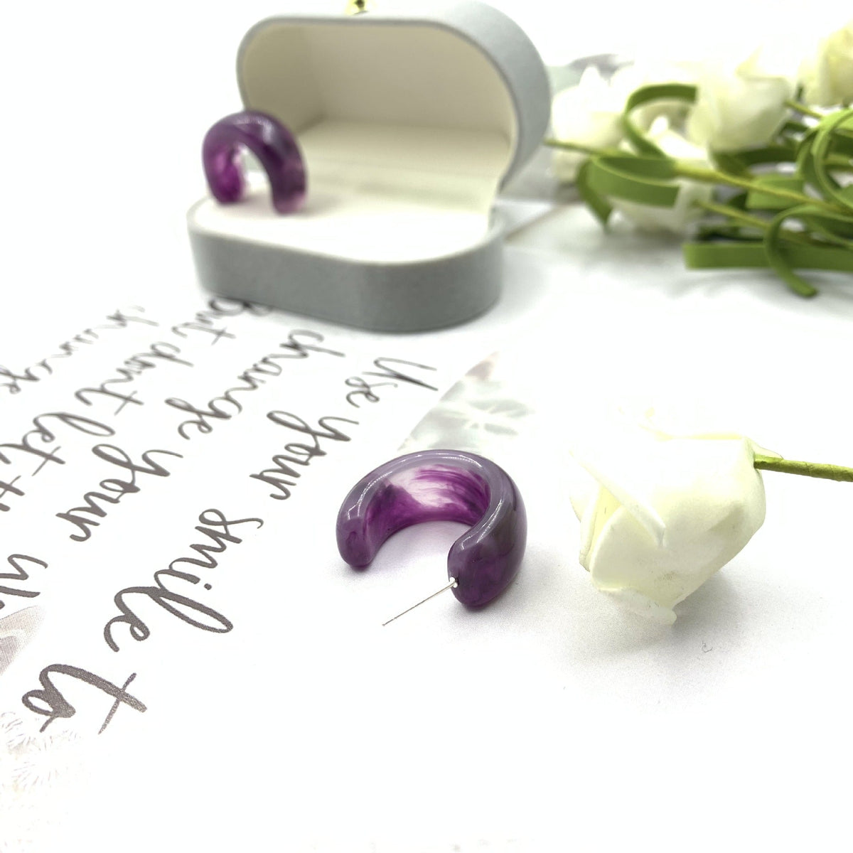 Purple Retro Personalized Style Acrylic Minimalist Stud Earrings
