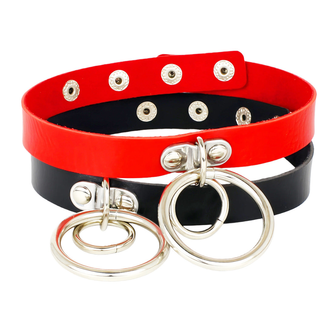 Leather Fashion Punk Rock Nightclub Hip Hop Double Female Neck Bracelets