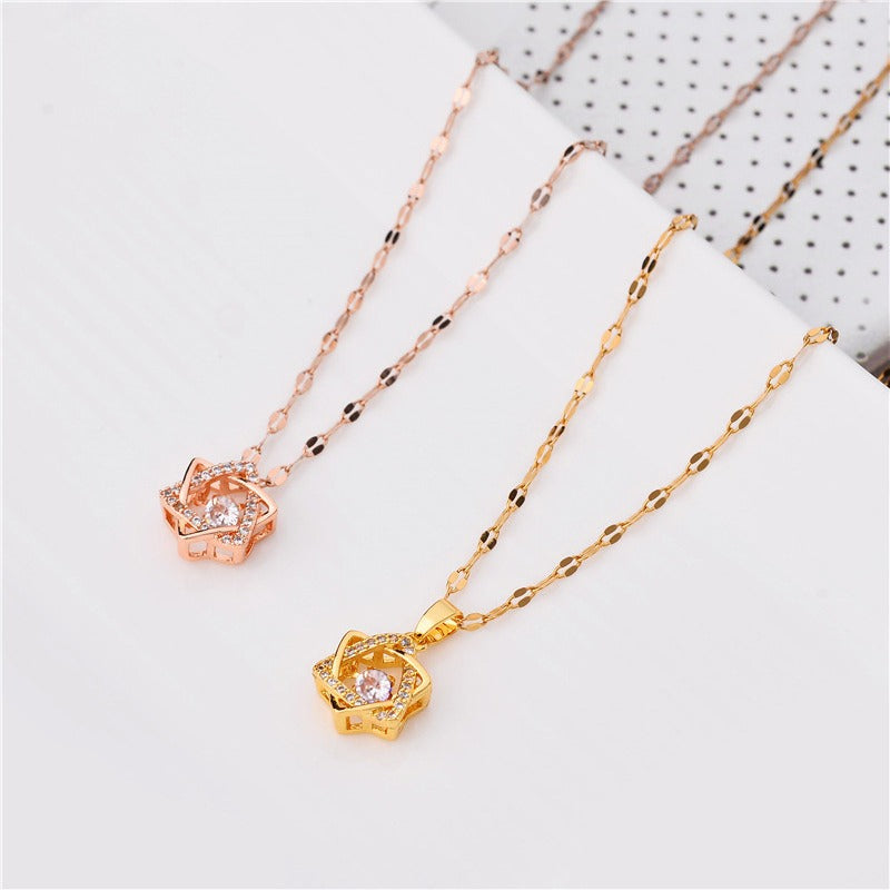 Women's Light Luxury Minority Design Sweater Chain Clavicle Six-pointed Necklaces