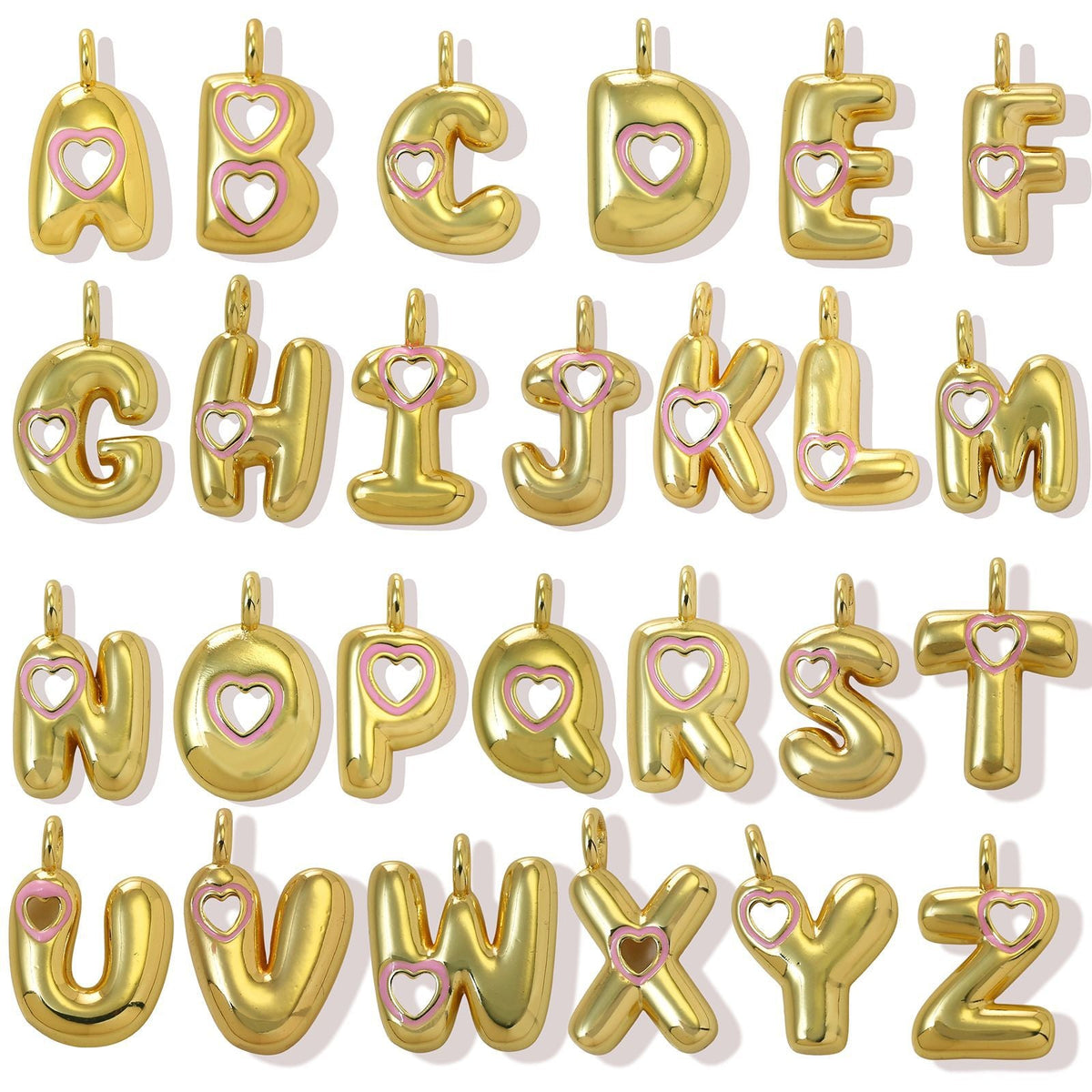 Xi English Letter Gold Simple Heart-shaped Pendant