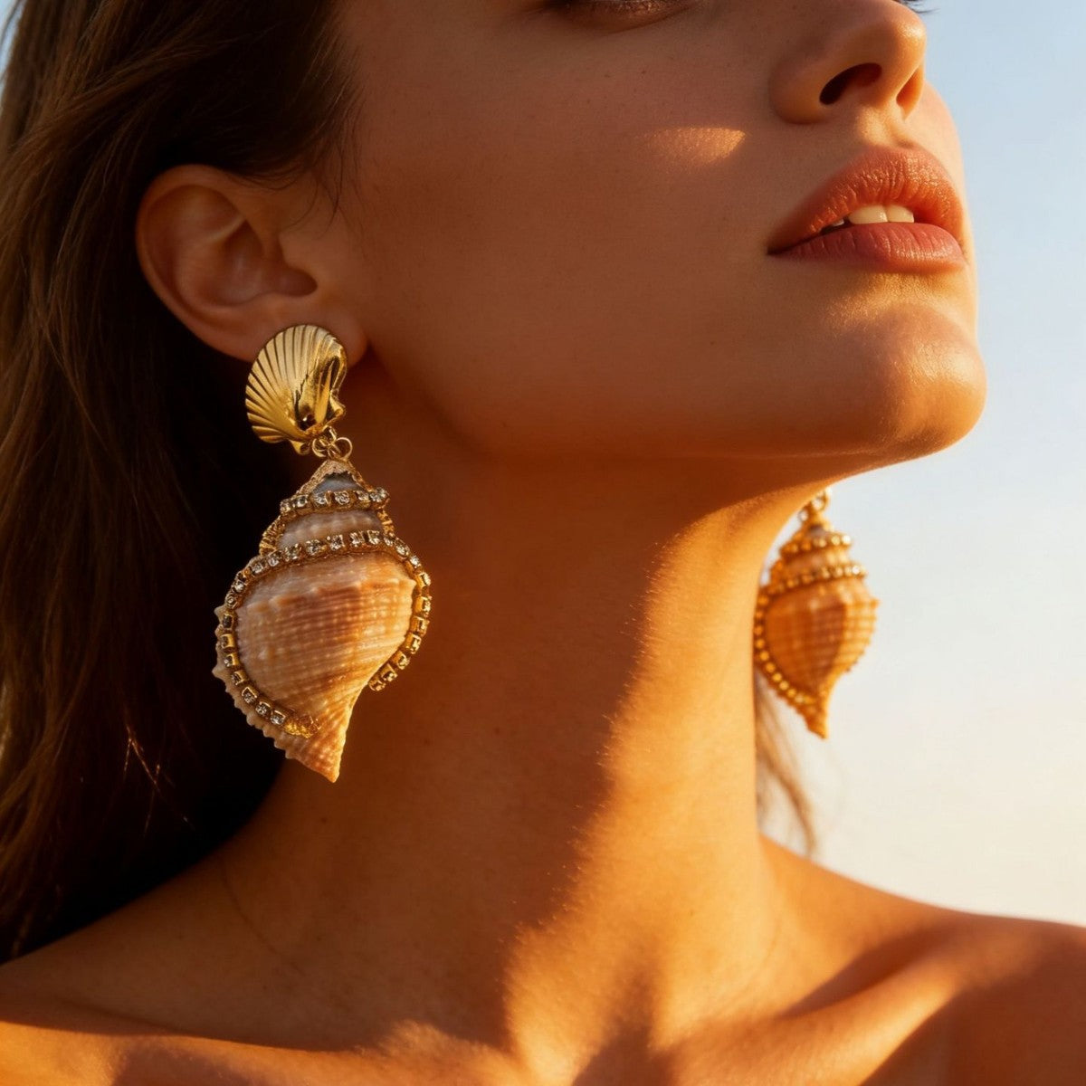 Ocean Style Natural Shell Conch Long Earrings