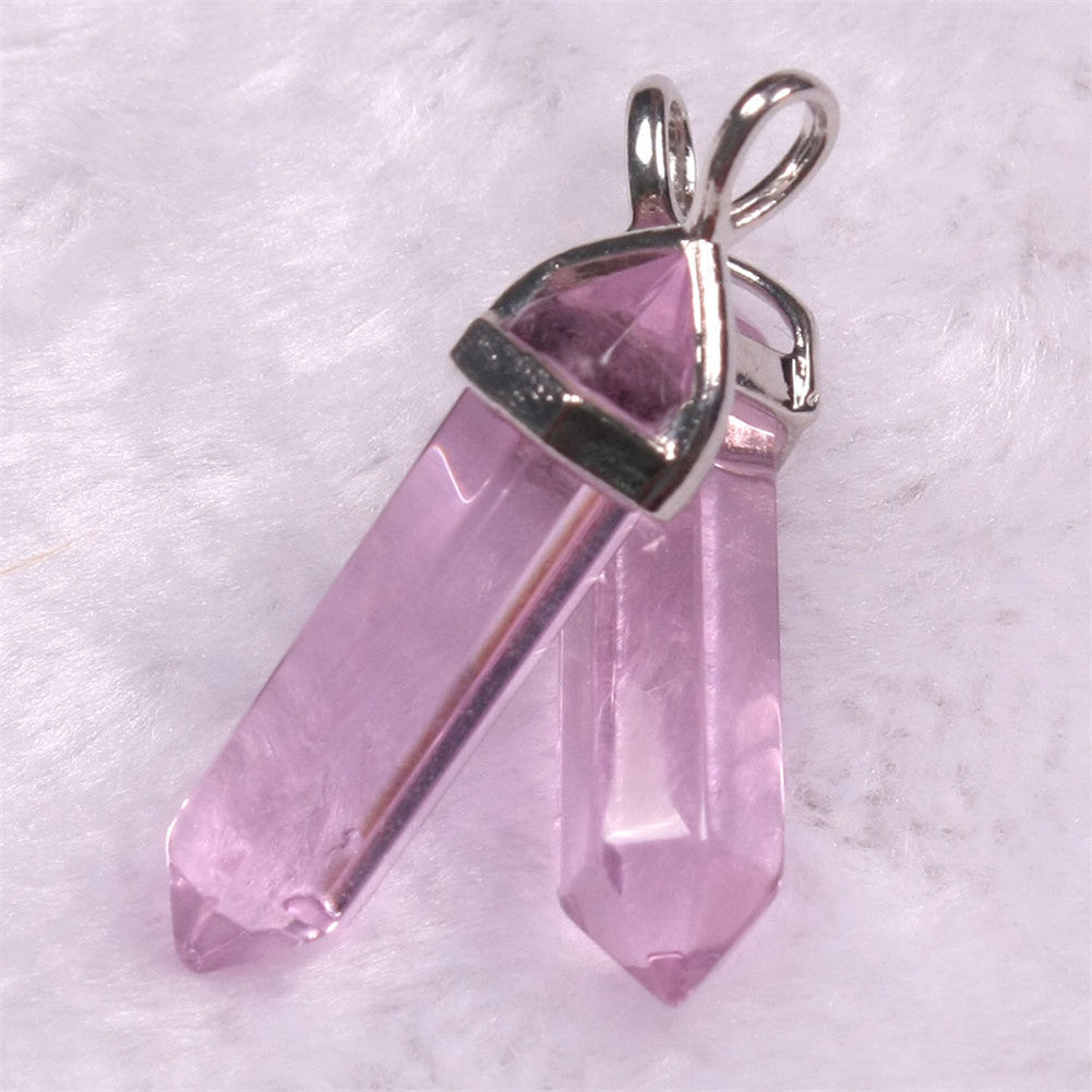 Stone Crystal Agate Bullet Hexagon Prism Pendant