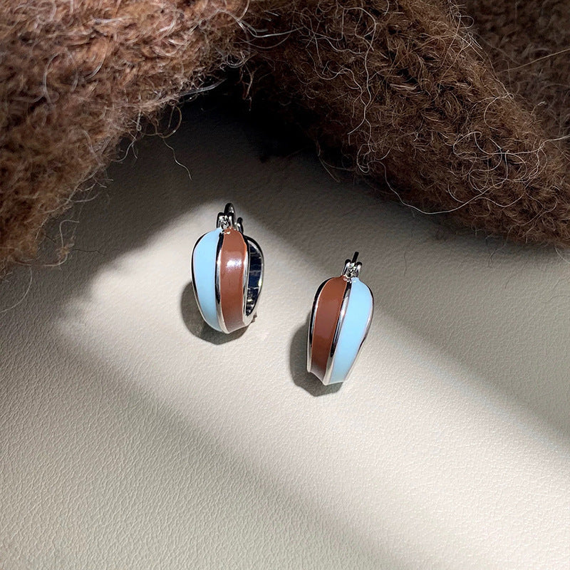 Women's Contrast Color Drip Glazed Style Fashion Personality Ear Clip Elegant Earrings