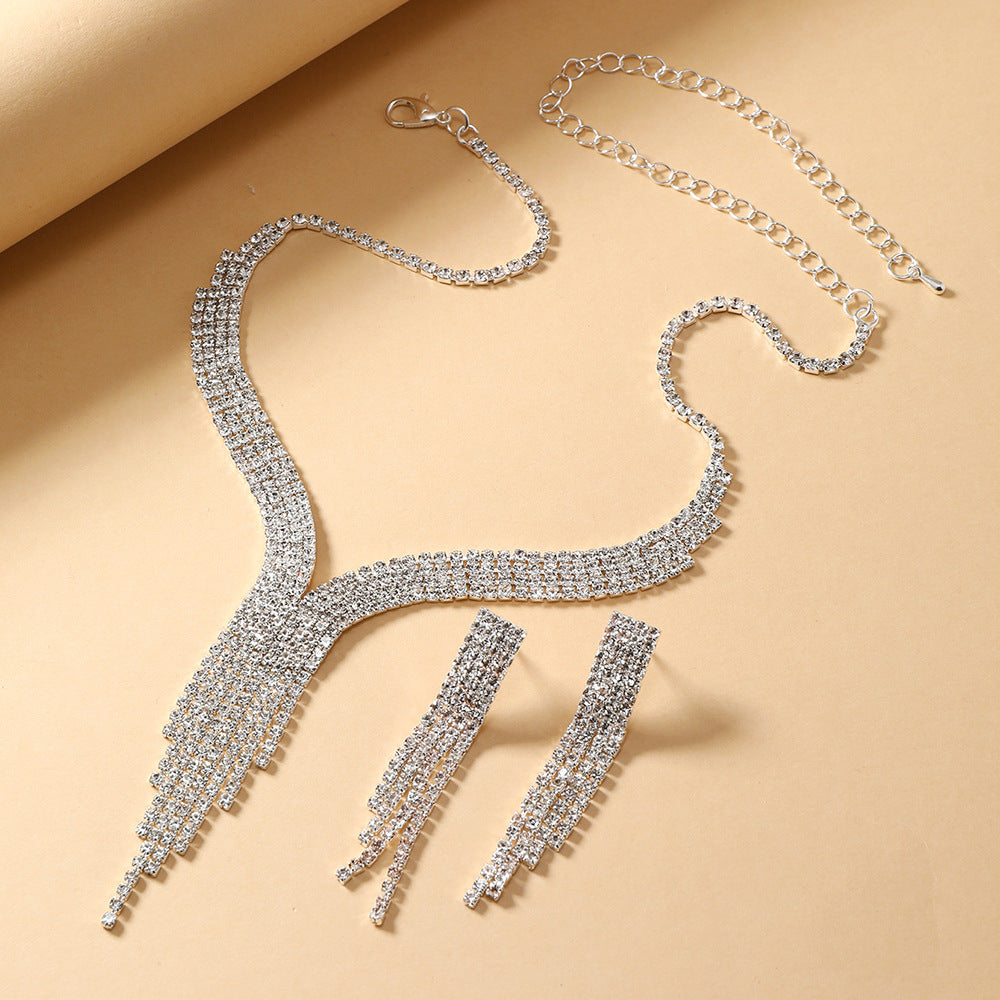 Light Luxury Personality Trendy Claw Chain Rhinestone Tassel Ladies Rings